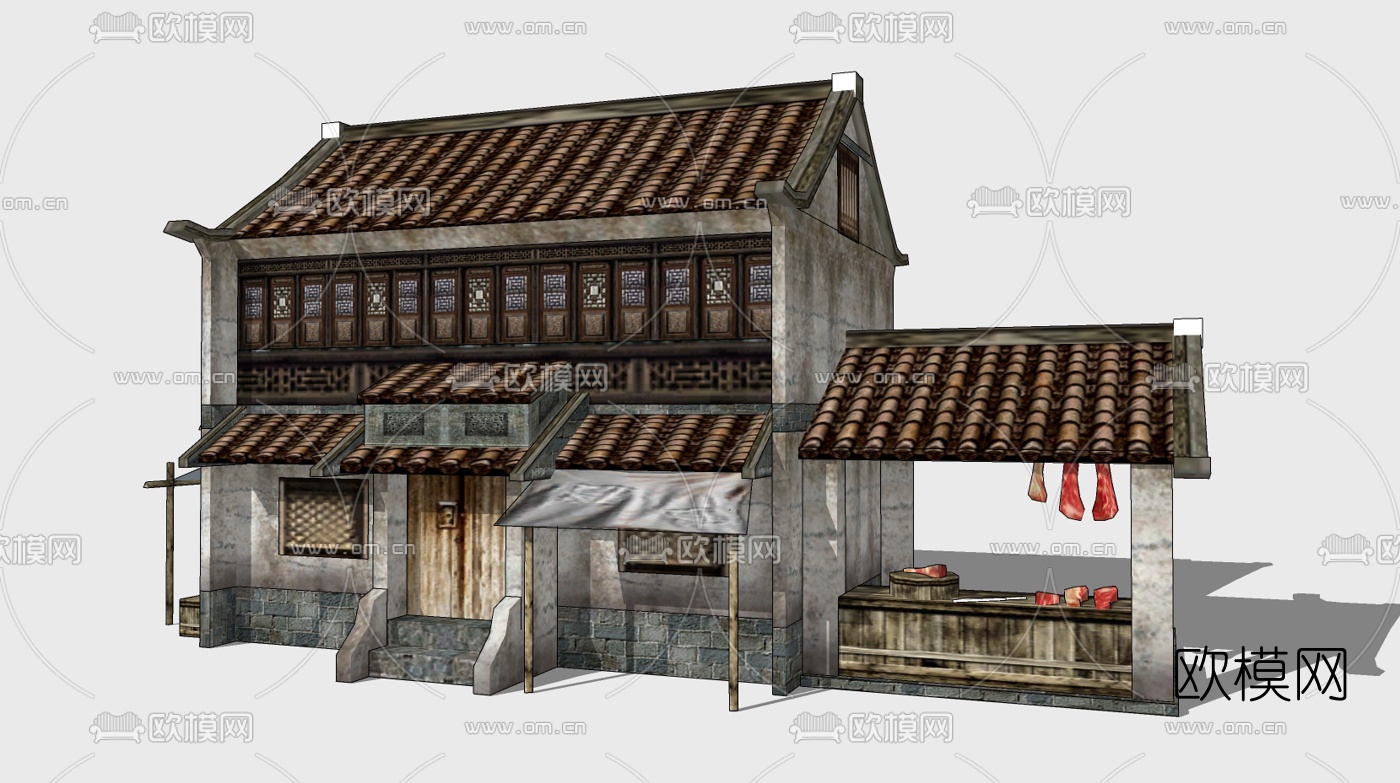 中式民俗古建su模型下载（渲染图2）