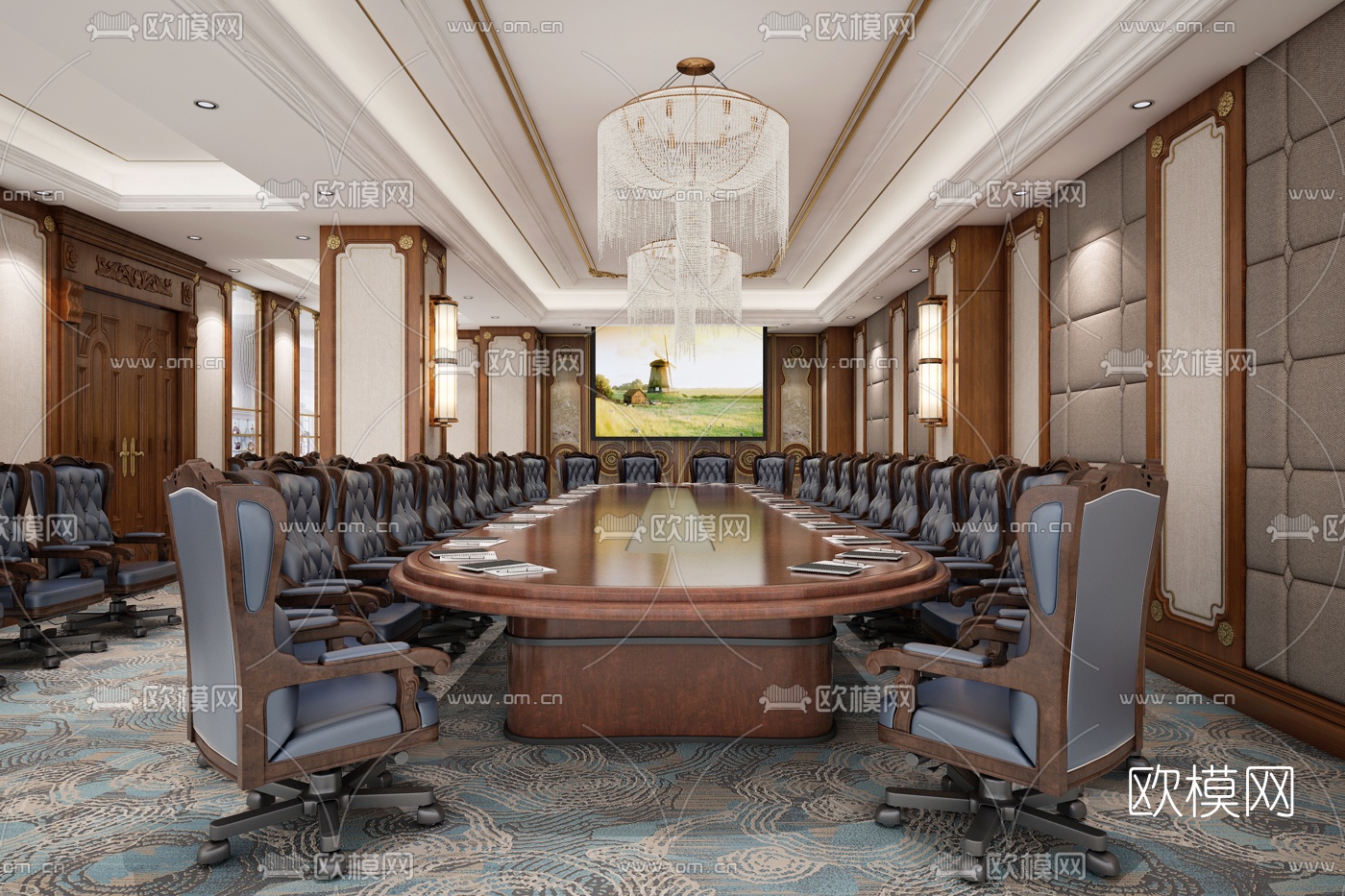欧式会议室3d模型下载