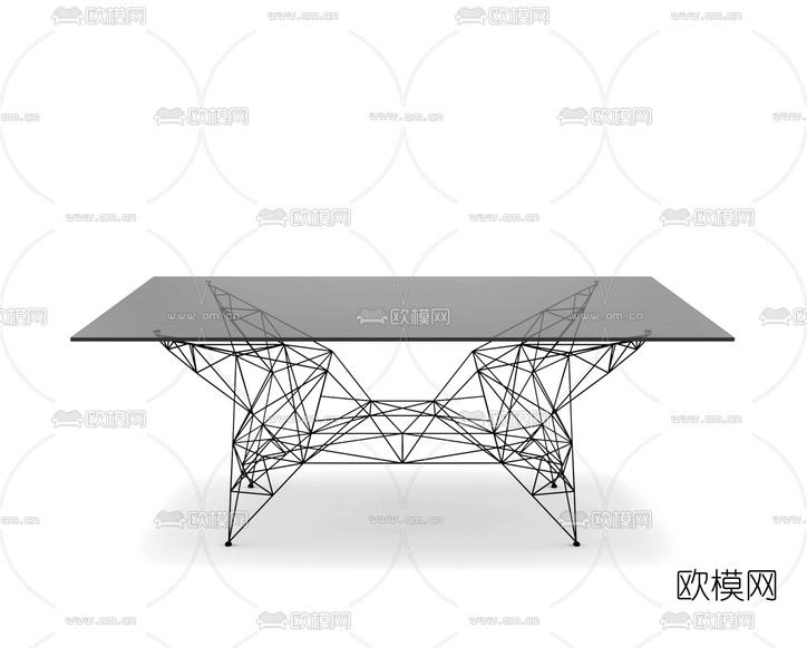 英国TOM DIXON品牌 现代黑色铁艺塔楼餐桌3d模型下载(渲染图1)