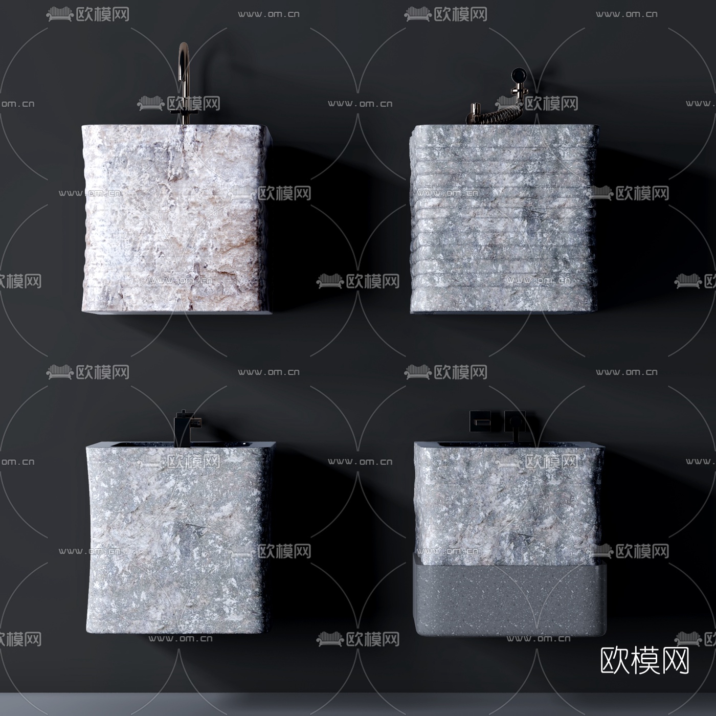 现代大理石洗手台3d模型下载（渲染图2）