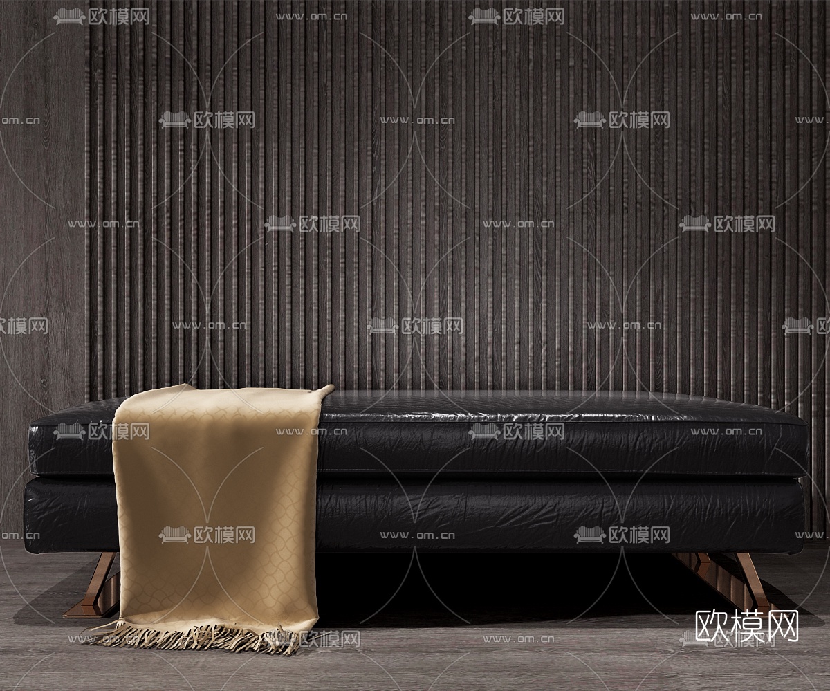 现代皮革脚踏组合3D模型下载（渲染图2）