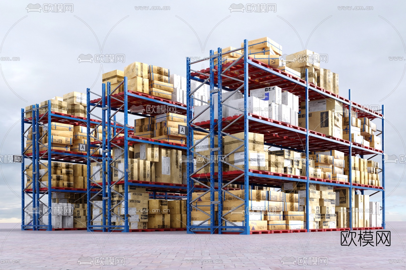 仓库货物货架建材钢材3d模型下载