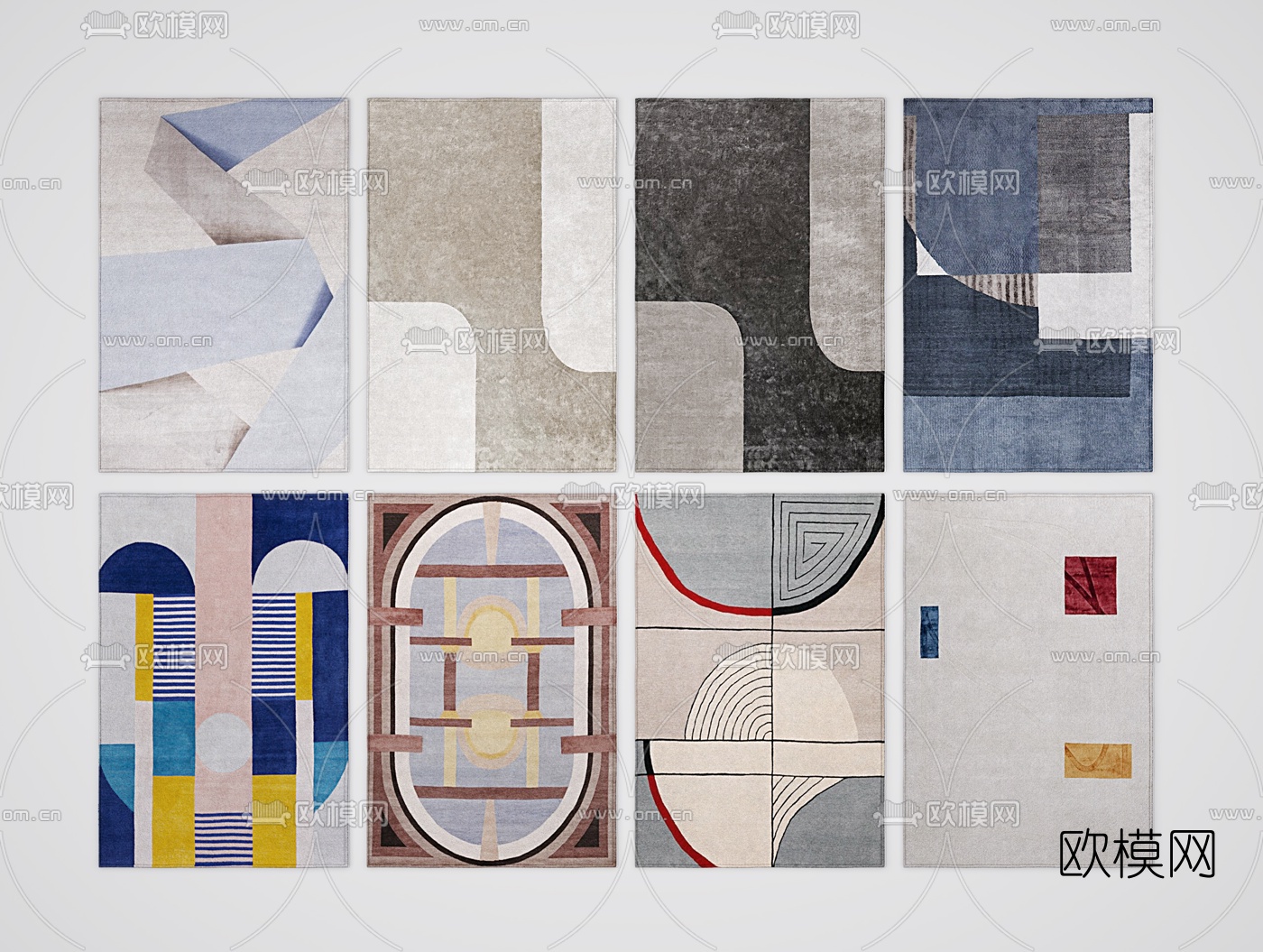 北欧地毯组合3d模型下载