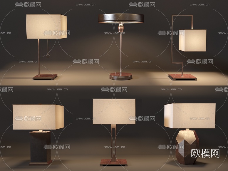 现代台灯组合3d模型下载