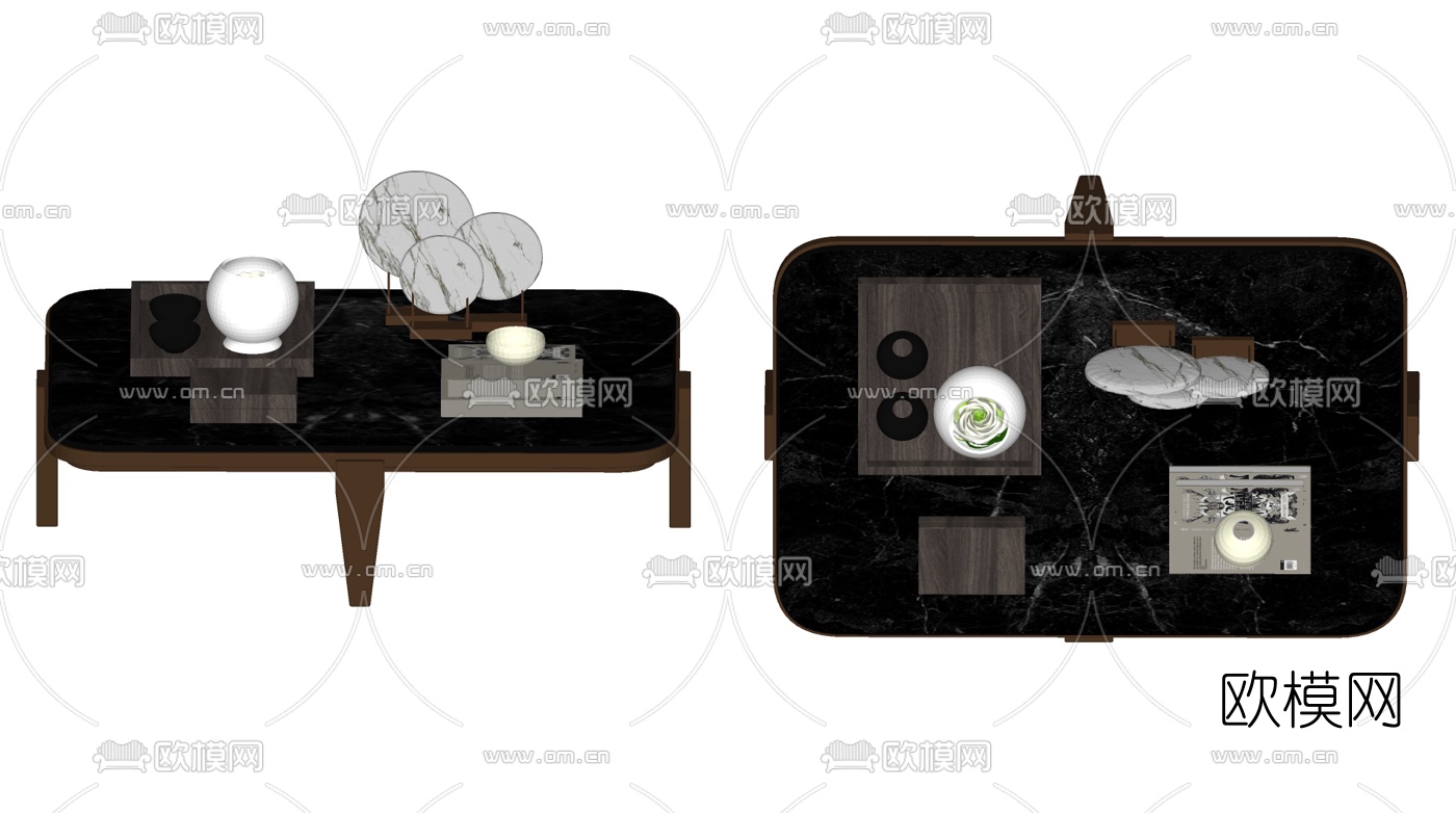 现代大理石茶几su模型下载（渲染图1）
