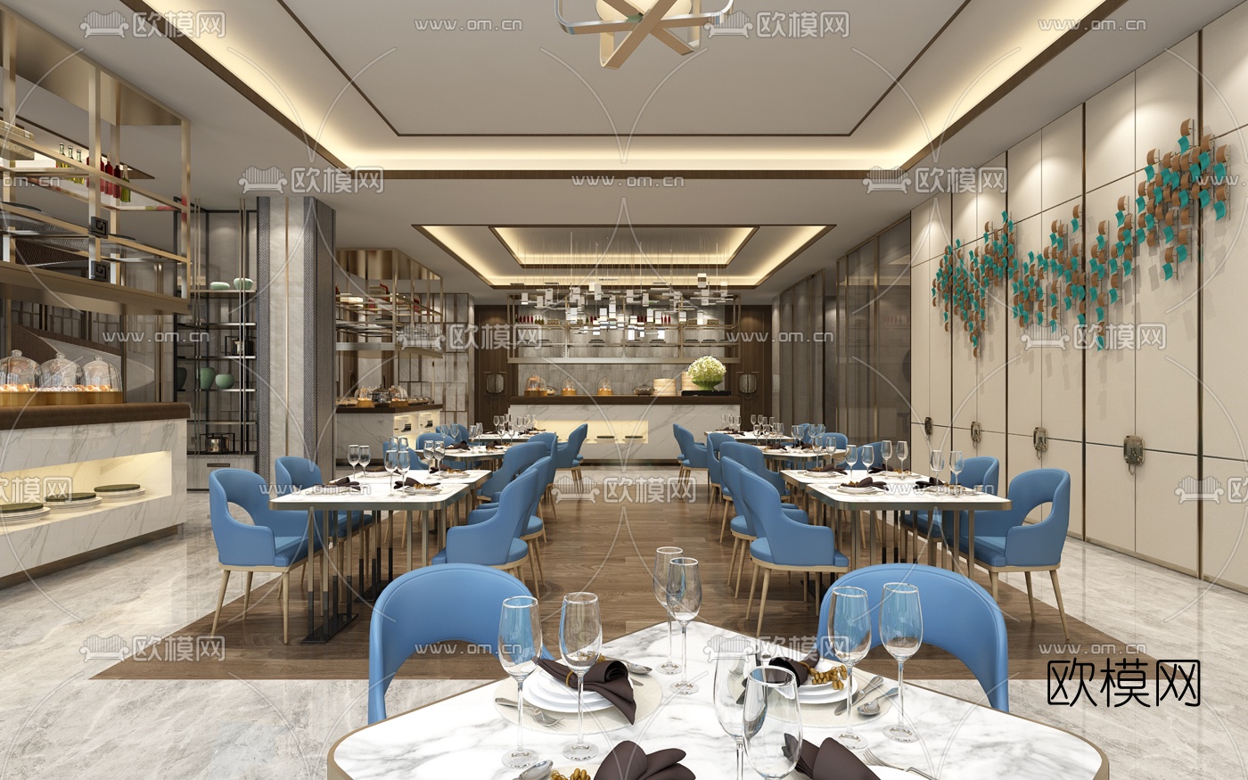 现代西餐厅免费 3d模型