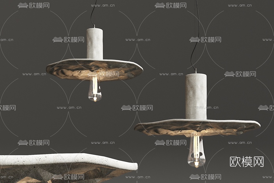 工业风水泥吊灯3d模型下载
