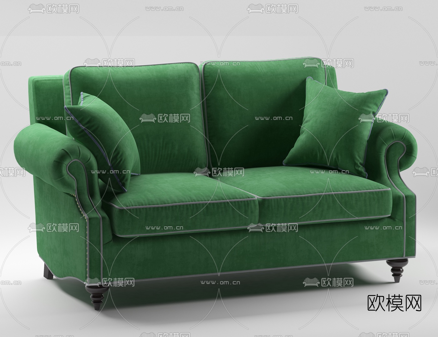 简欧布艺双人沙发3d模型下载