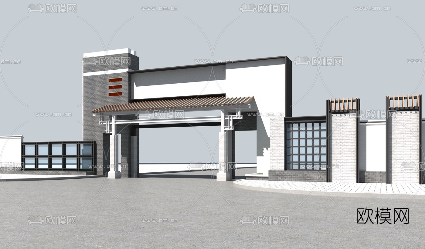 中式大门入口3d模型