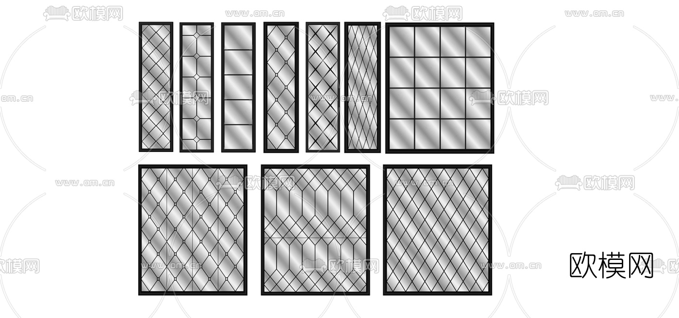 现代镜子背景墙组合su模型下载