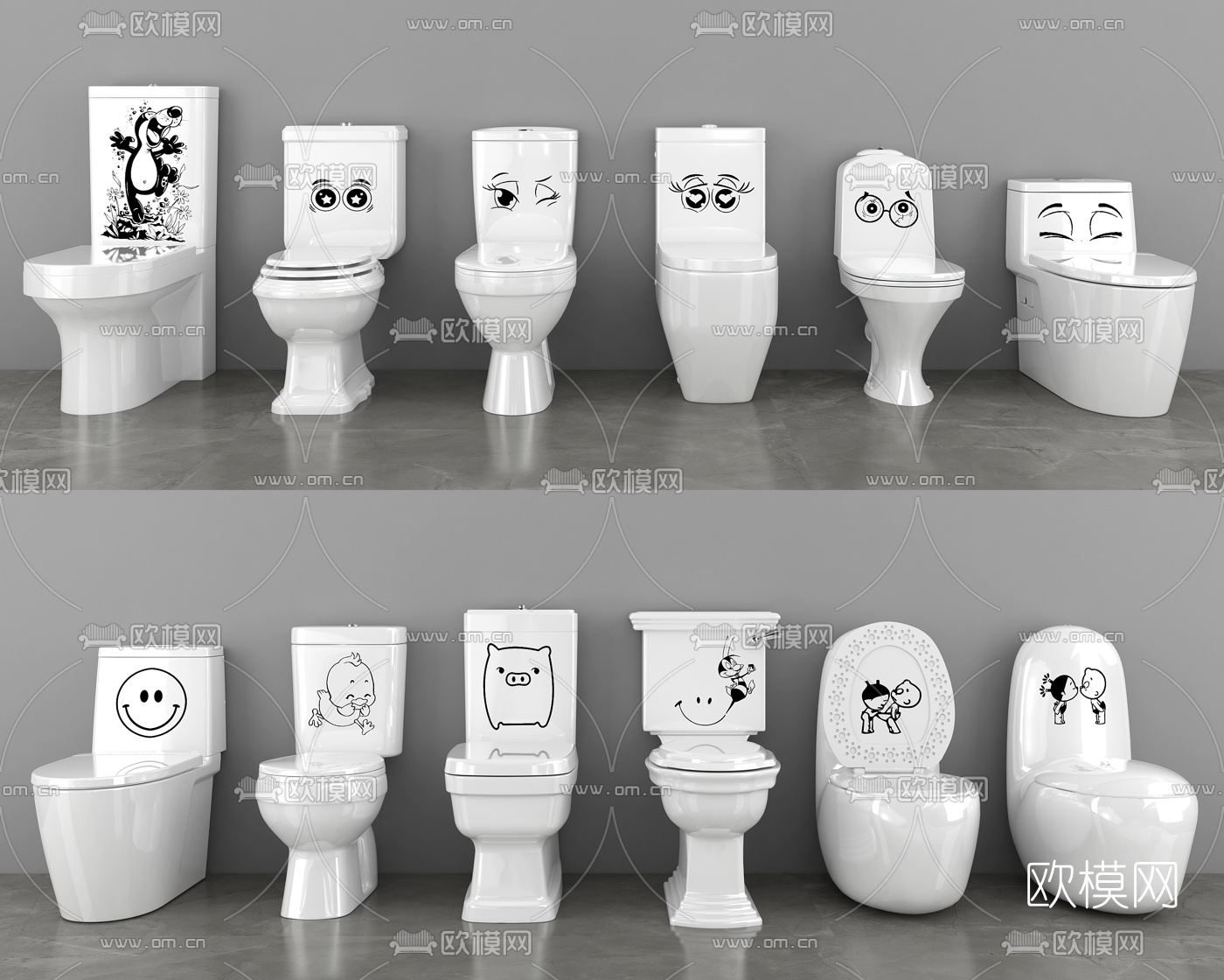 现代卡通马桶坐便器3d模型
