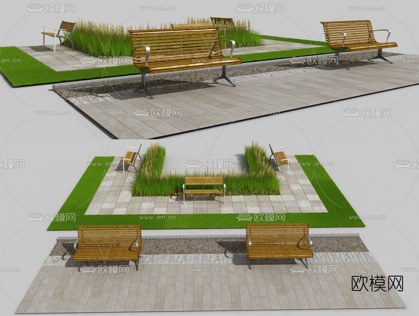 现代户外景观座椅3d模型下载