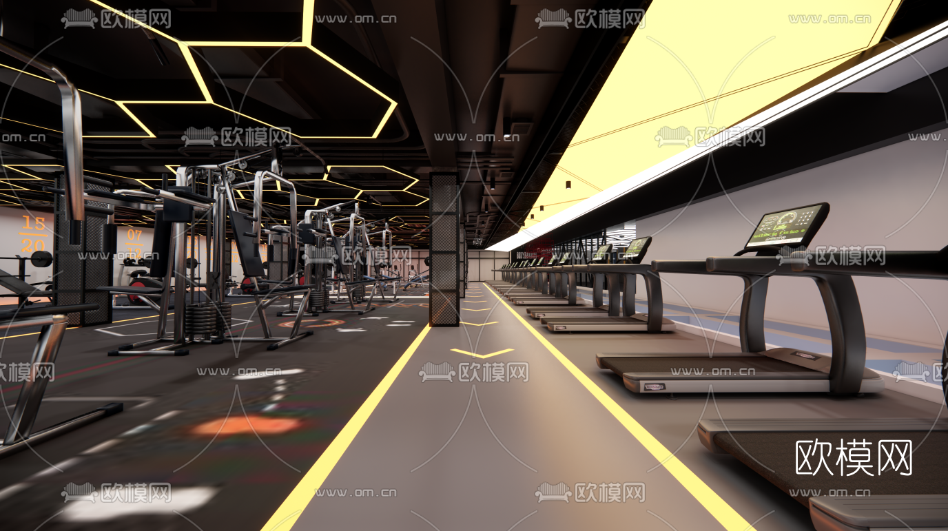 工业风健身房su模型下载（渲染图1）