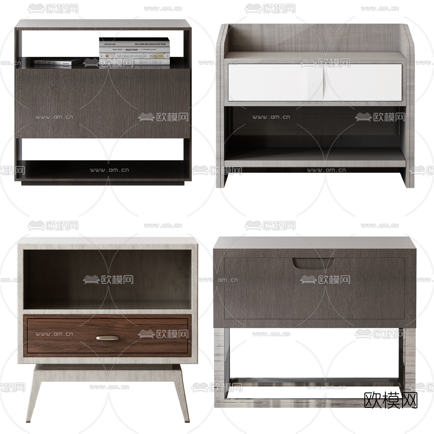 新中式床头柜组合3d模型下载