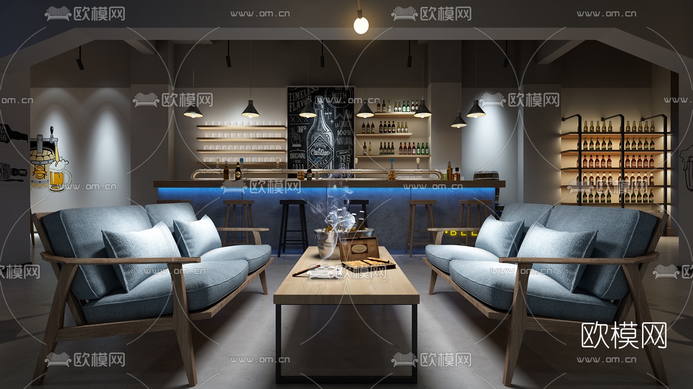 现代酒吧清吧3d模型