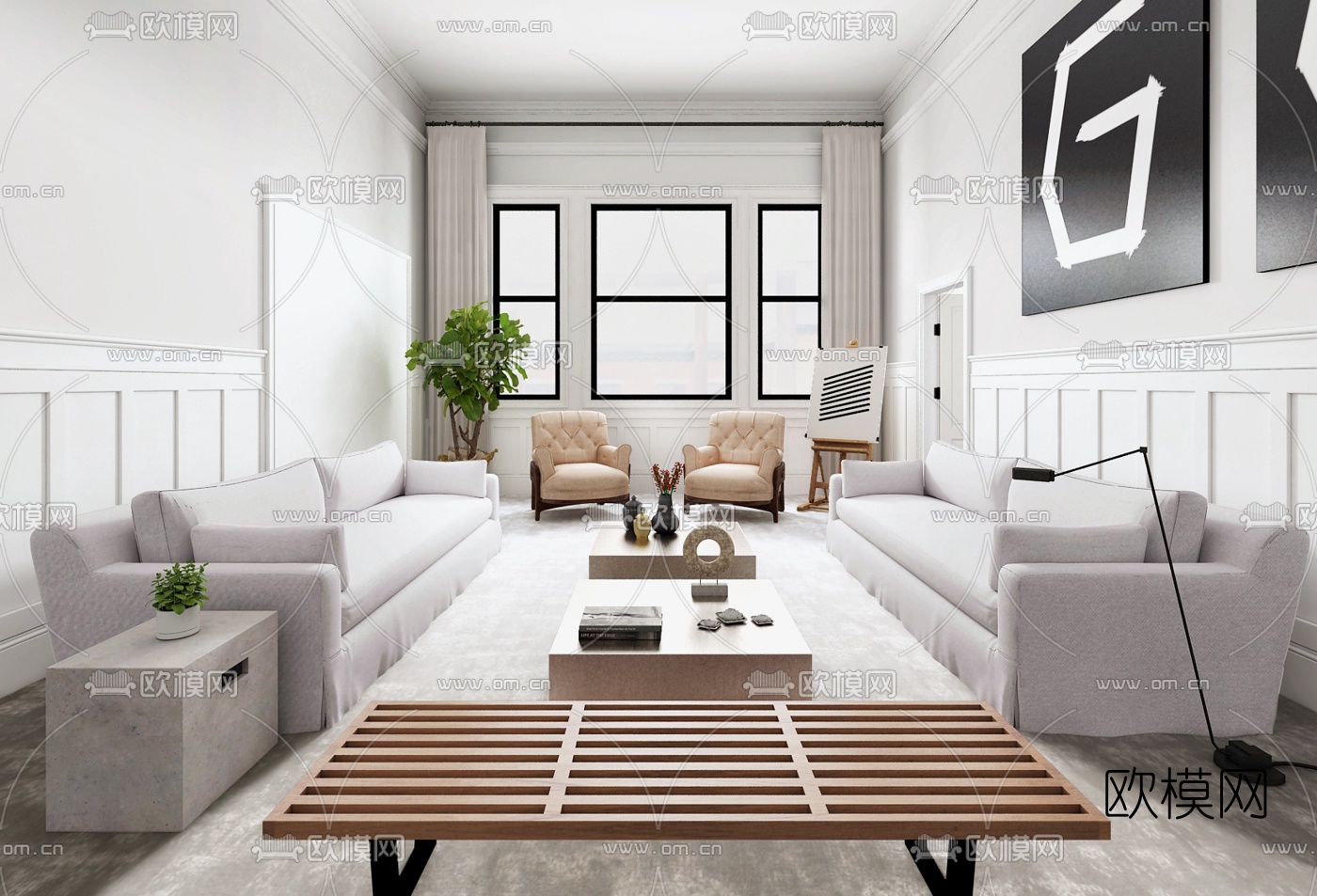 KITE Architects, Inc设计 简欧客厅3D模型
