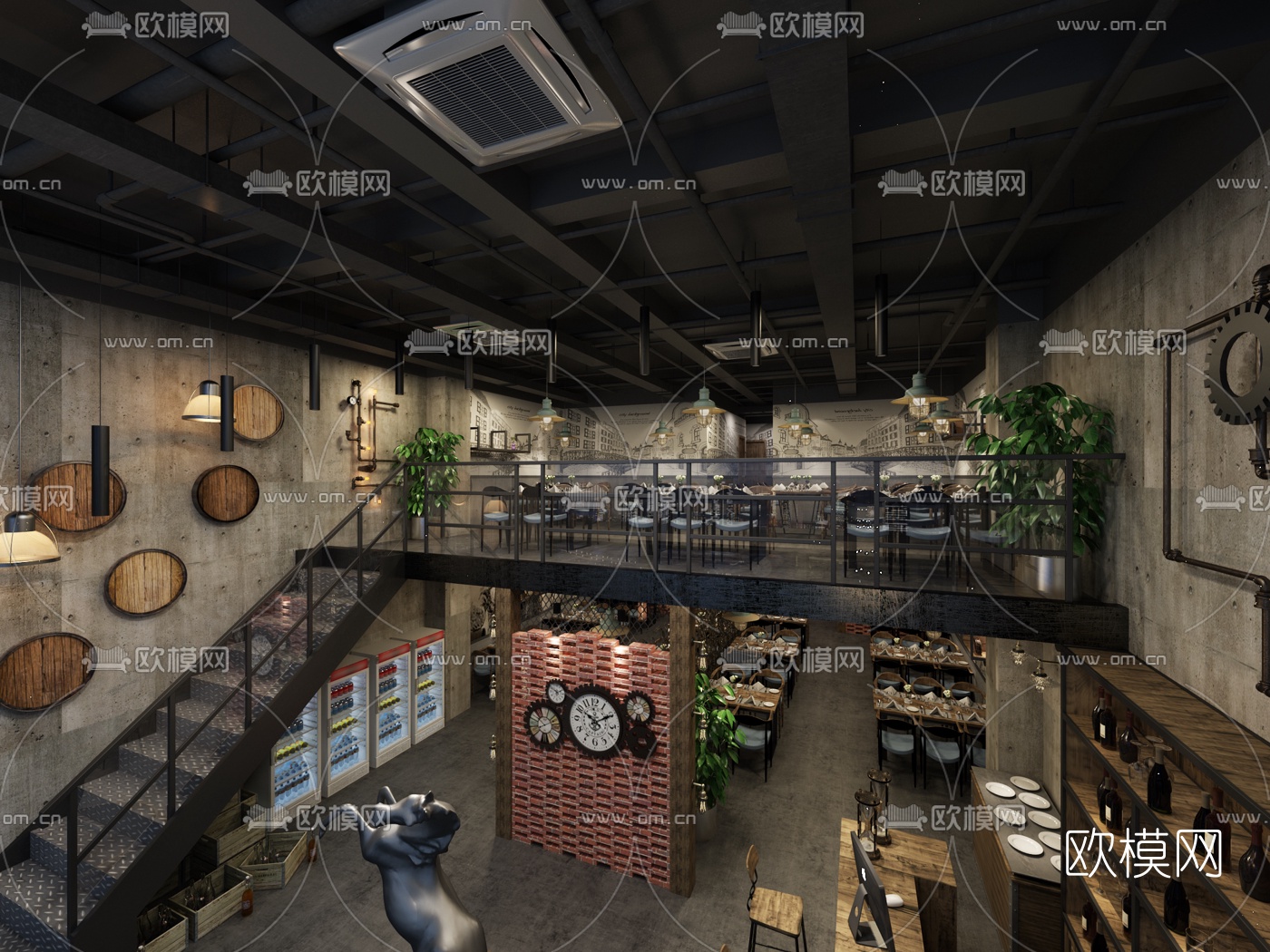 工业风茶餐厅3D模型