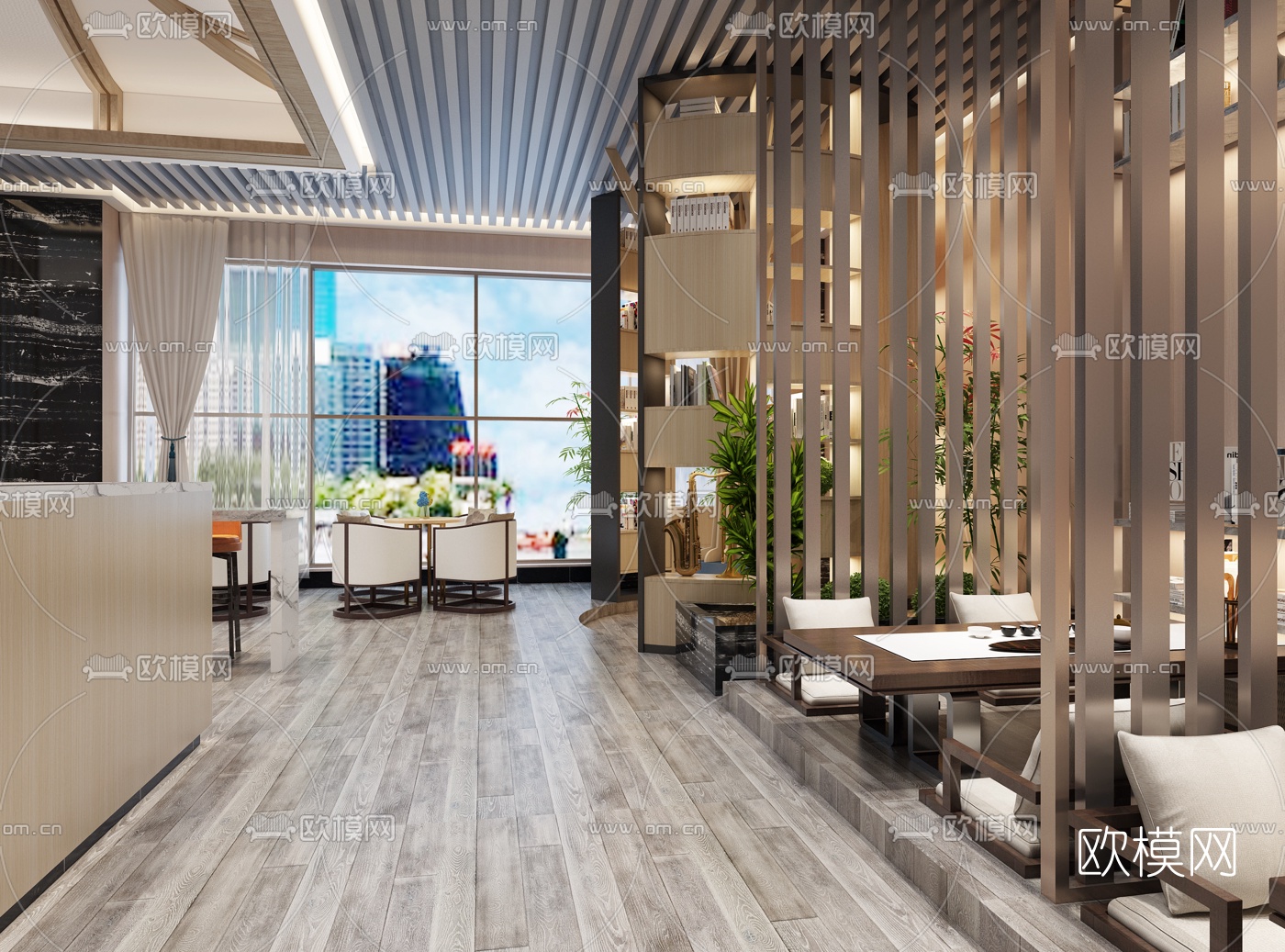 新中式酒店大堂3d模型