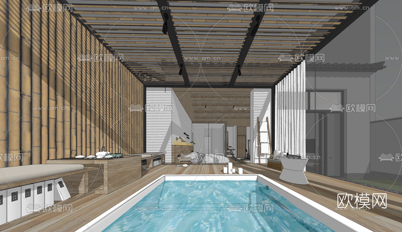 自然风民宿酒店su模型下载（渲染图4）