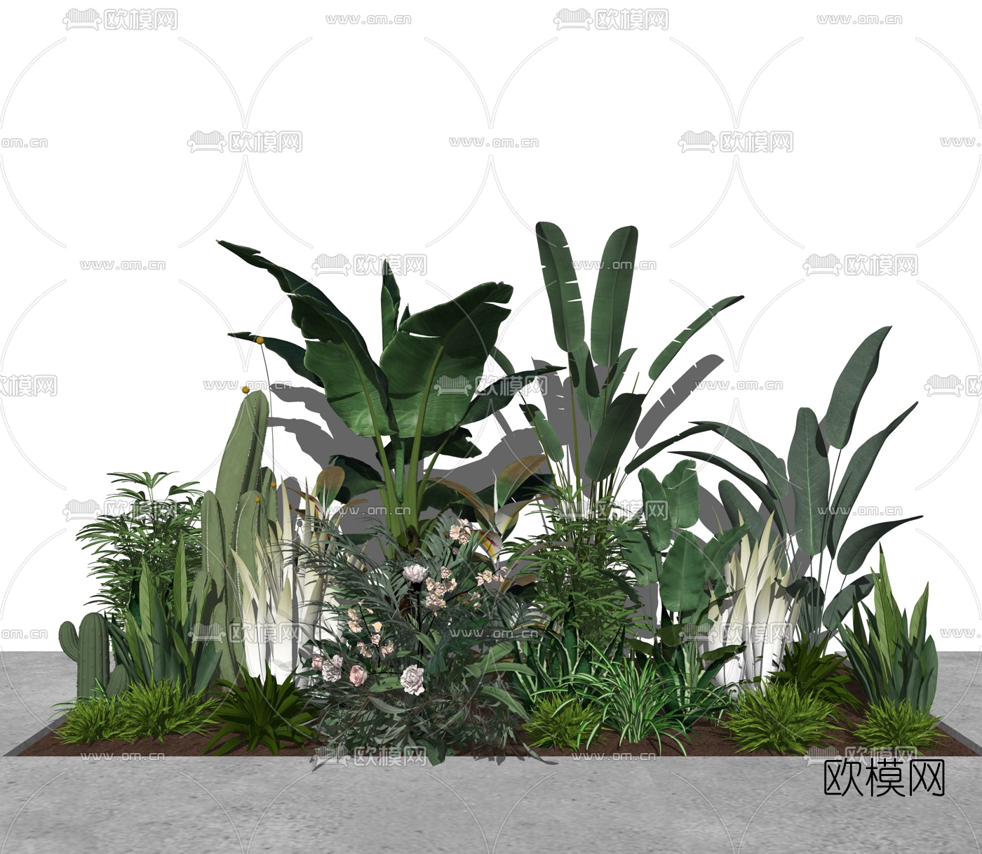 现代绿植花坛园艺小品su模型下载