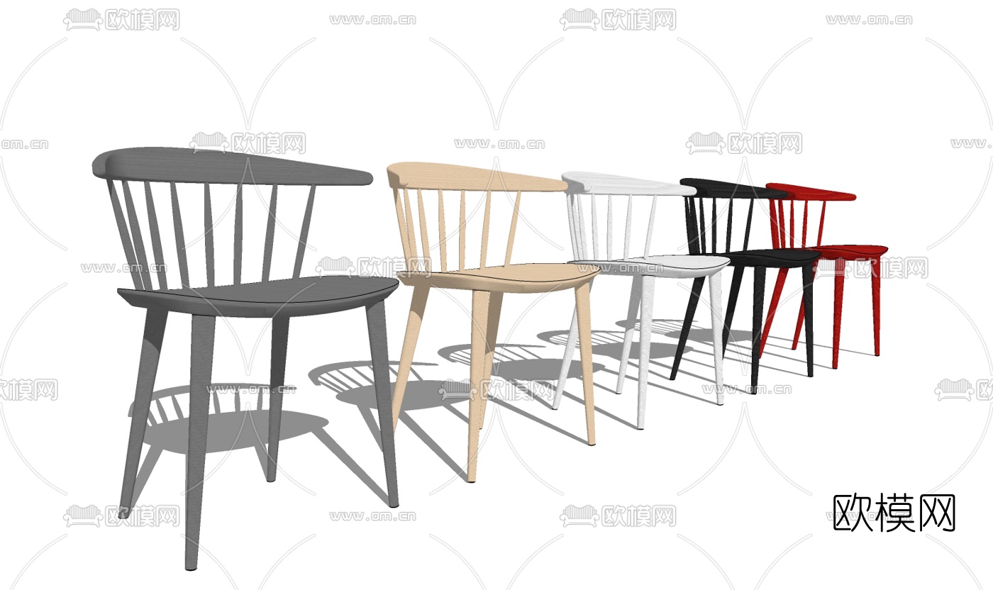 北欧单椅免费su模型下载（渲染图1）