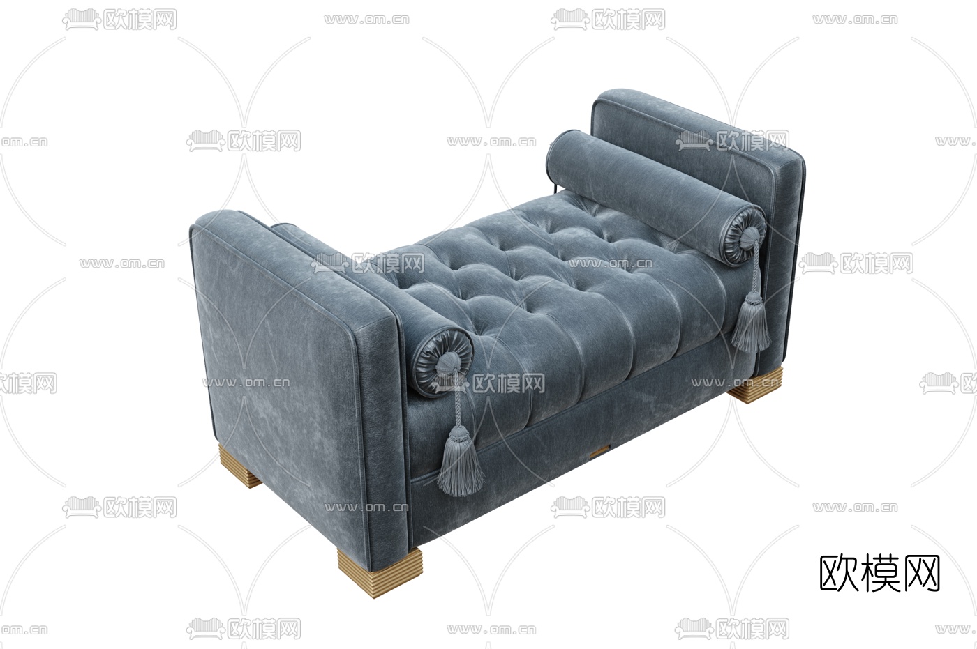 现代布艺沙发脚踏3d模型下载