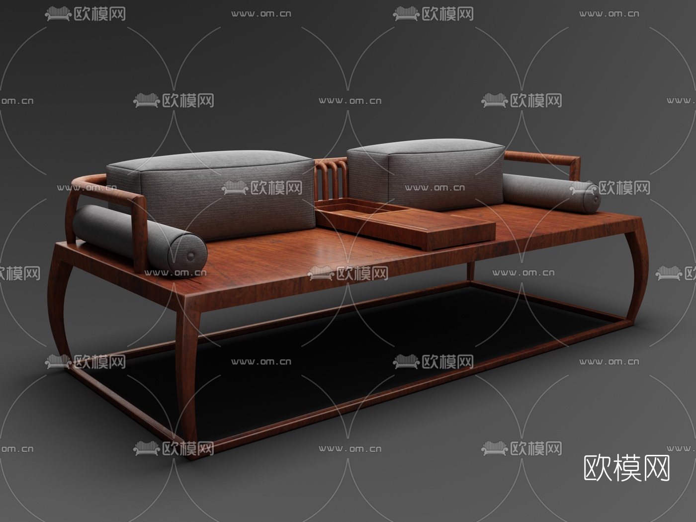 中式罗汉床双人沙发3d模型下载
