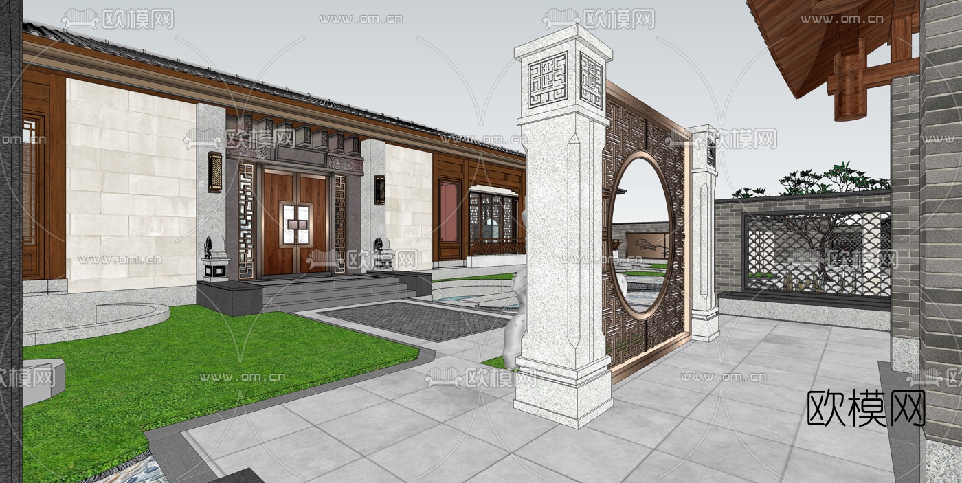 中式会所su模型下载（渲染图8）