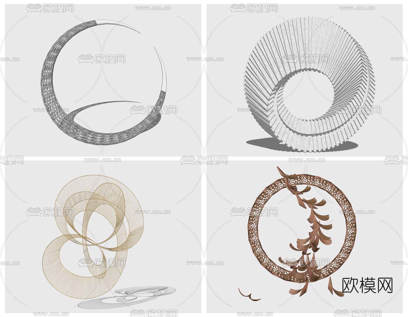 现代艺术雕塑su模型下载