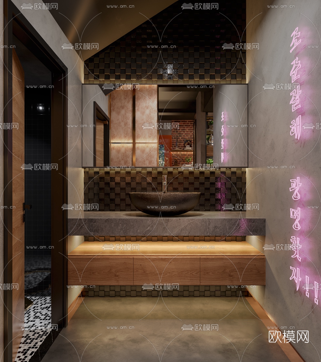 工业风烧烤店3d模型