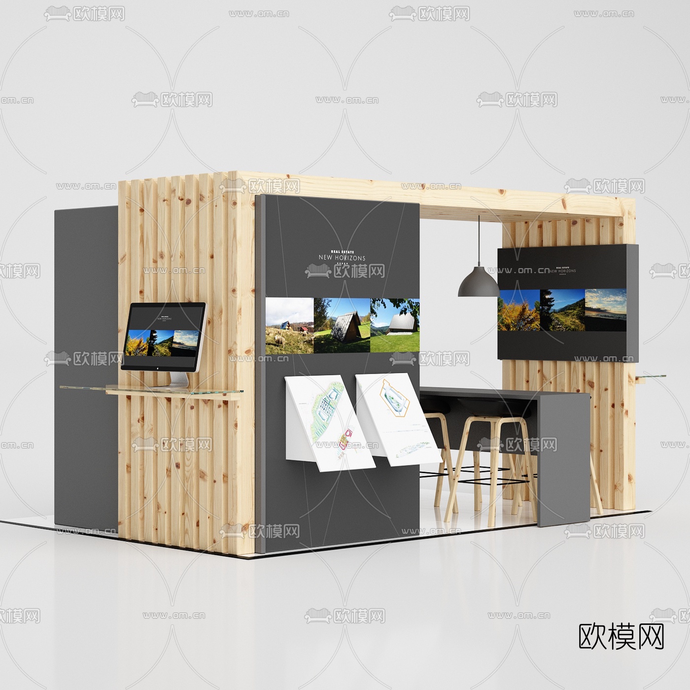 现代电子展览会展厅3d模型