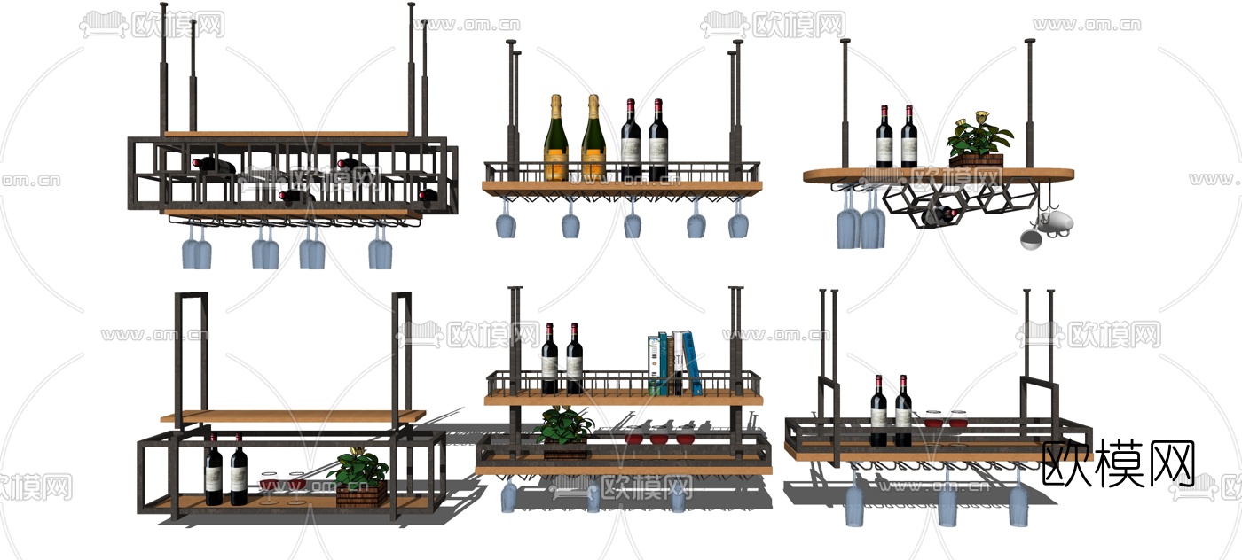现代金属酒架组合su模型下载