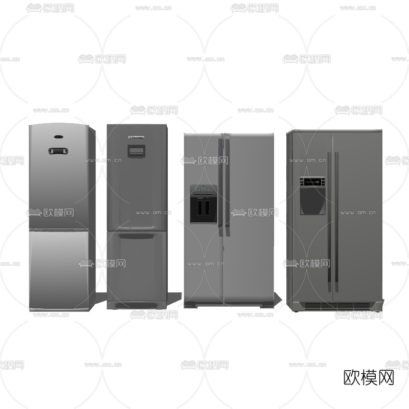现代电冰箱组合su模型下载（渲染图1）