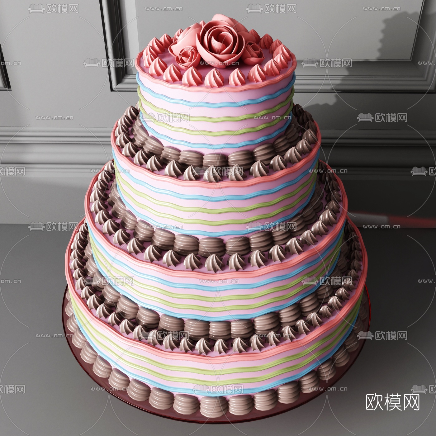 现代巧克力蛋糕3d模型下载