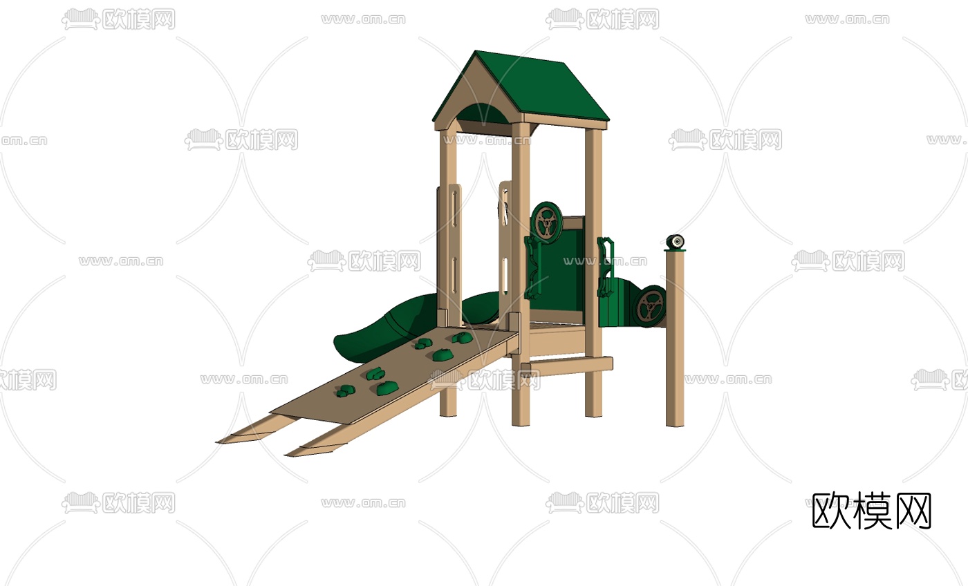 现代儿童滑梯免费su模型下载