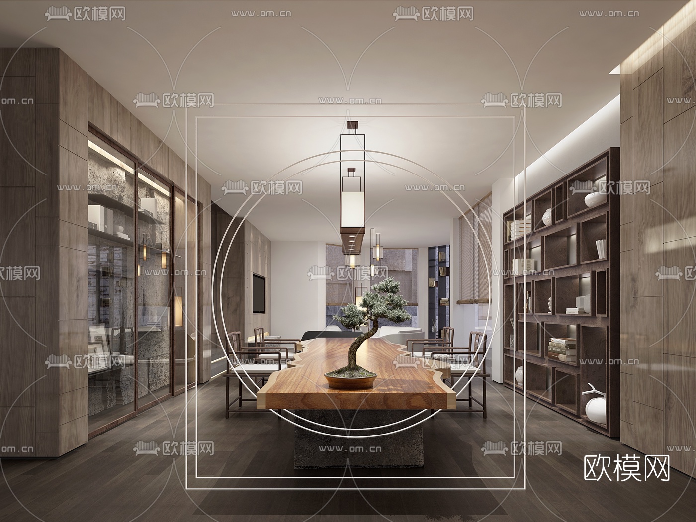 新中式办公接待室3d模型