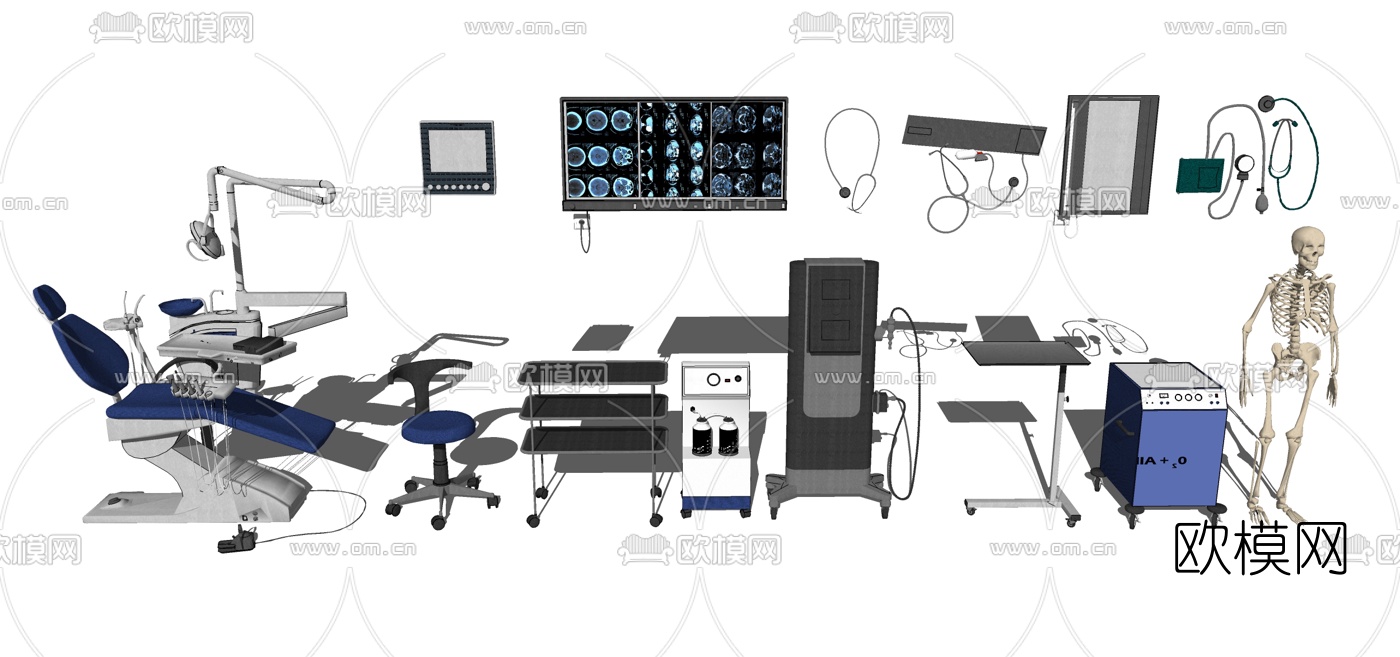 现代医疗设备组合su模型下载