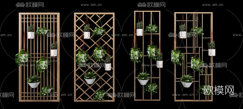 北欧绿植屏风隔断3d模型下载