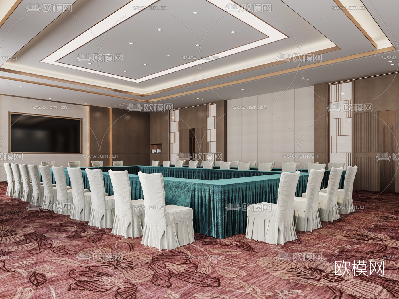 现代酒店会议室3d模型下载（渲染图2）