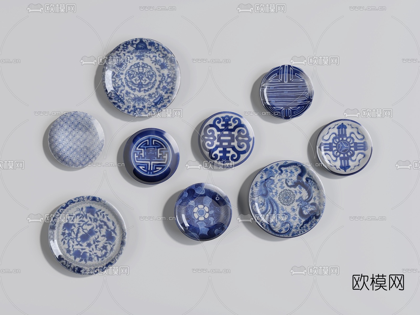 现代陶瓷盘子挂件3D模型