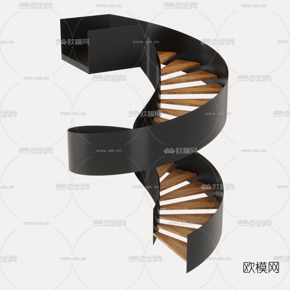 现代简约旋转楼梯3d模型下载(渲染图2)