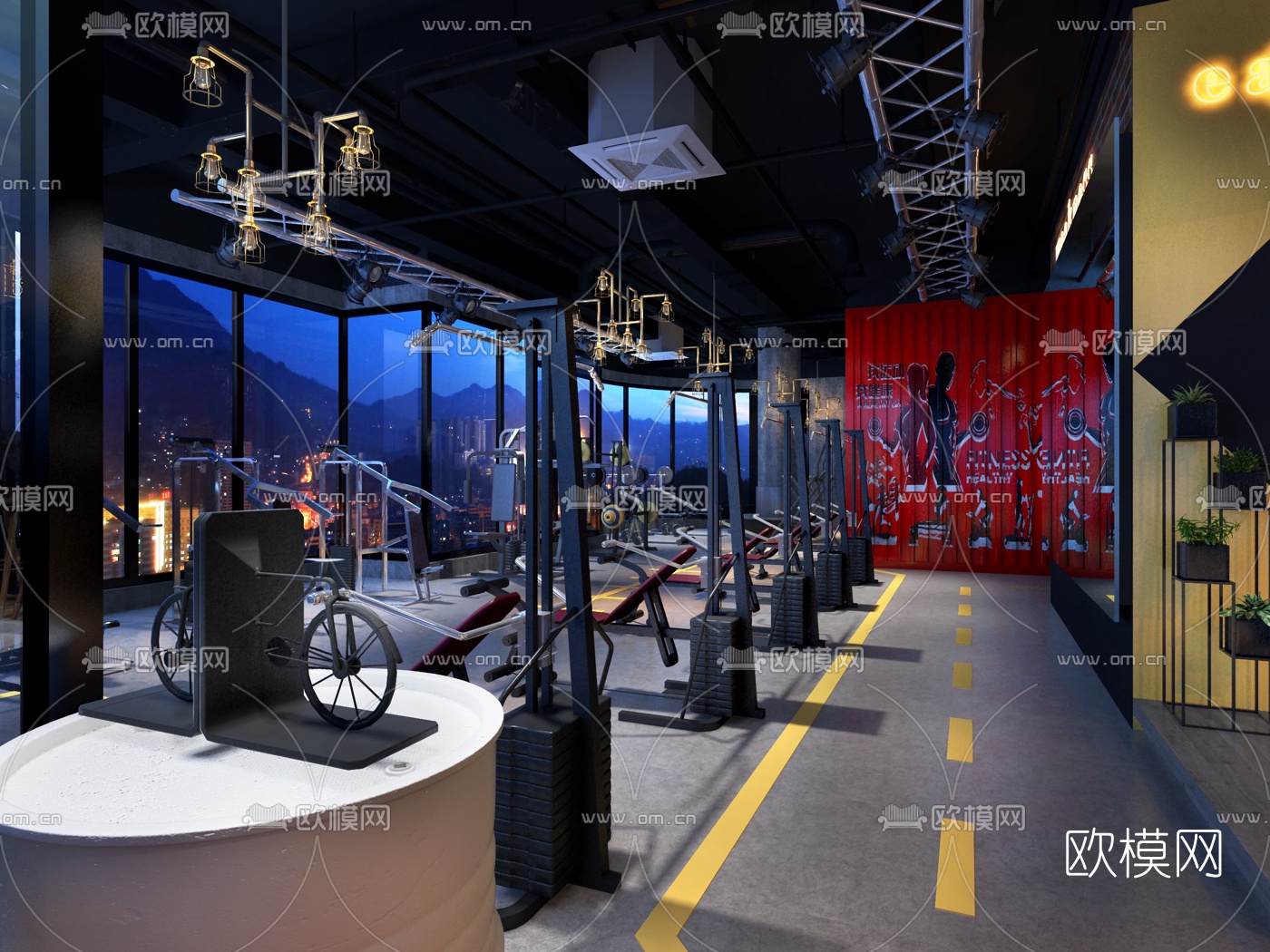 工业风健身房3D模型