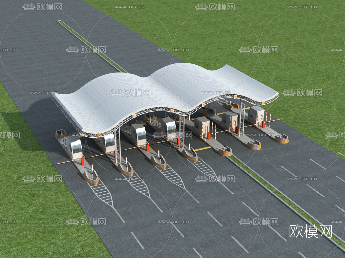 现代高速收费站3d模型下载