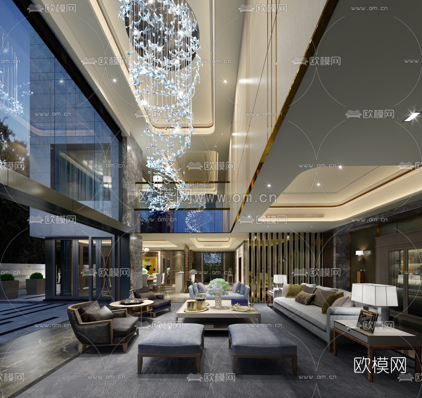 梁志天现代别墅客厅3D模型下载_ID10110122_3dmax免费模型-欧模网