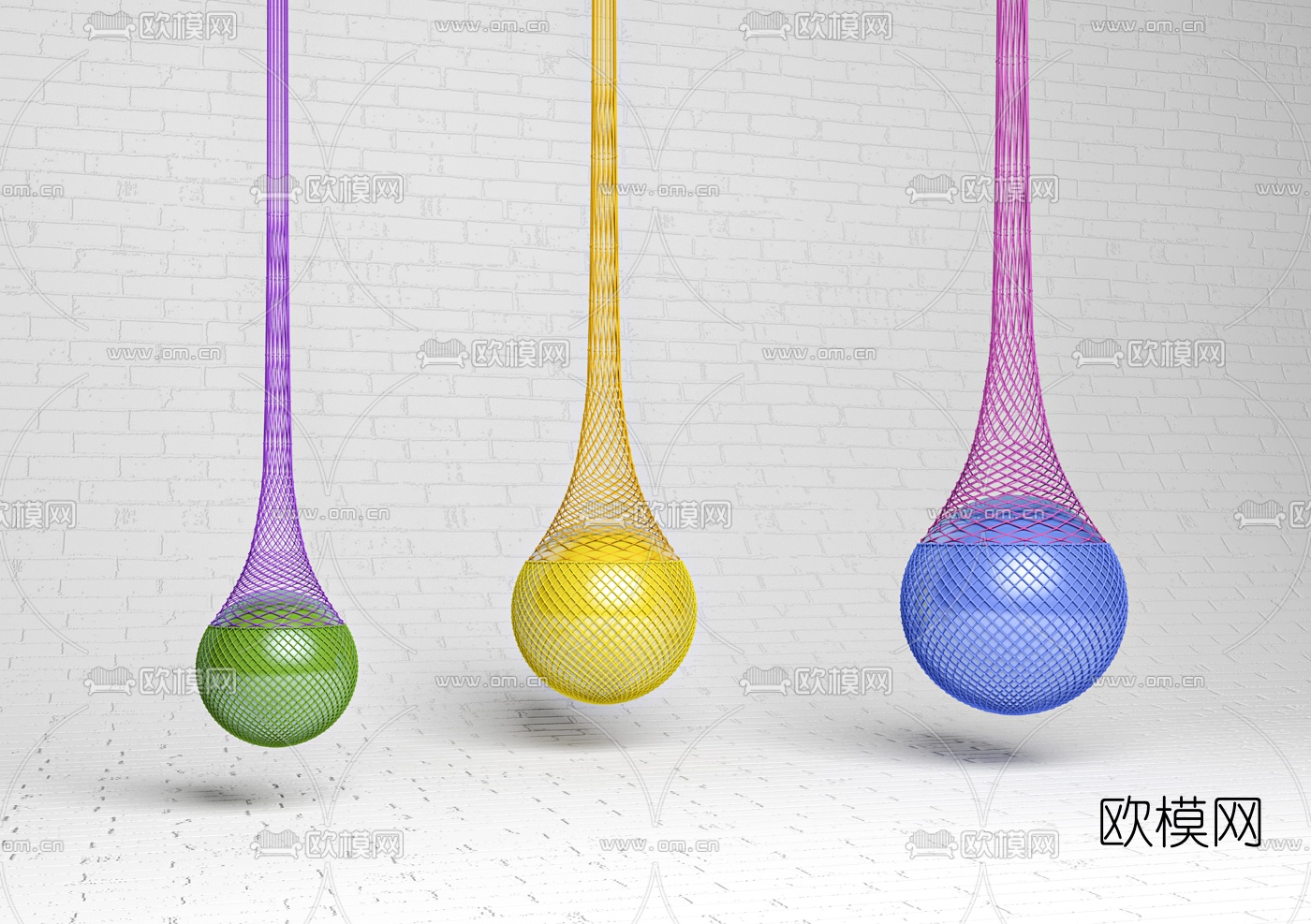 现代儿童吊球玩具3d模型下载（渲染图1）