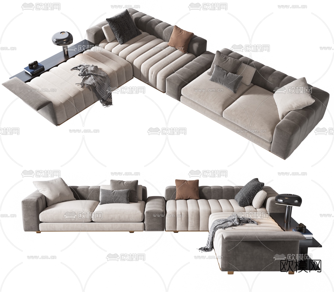 现代布艺转角沙发3d模型下载