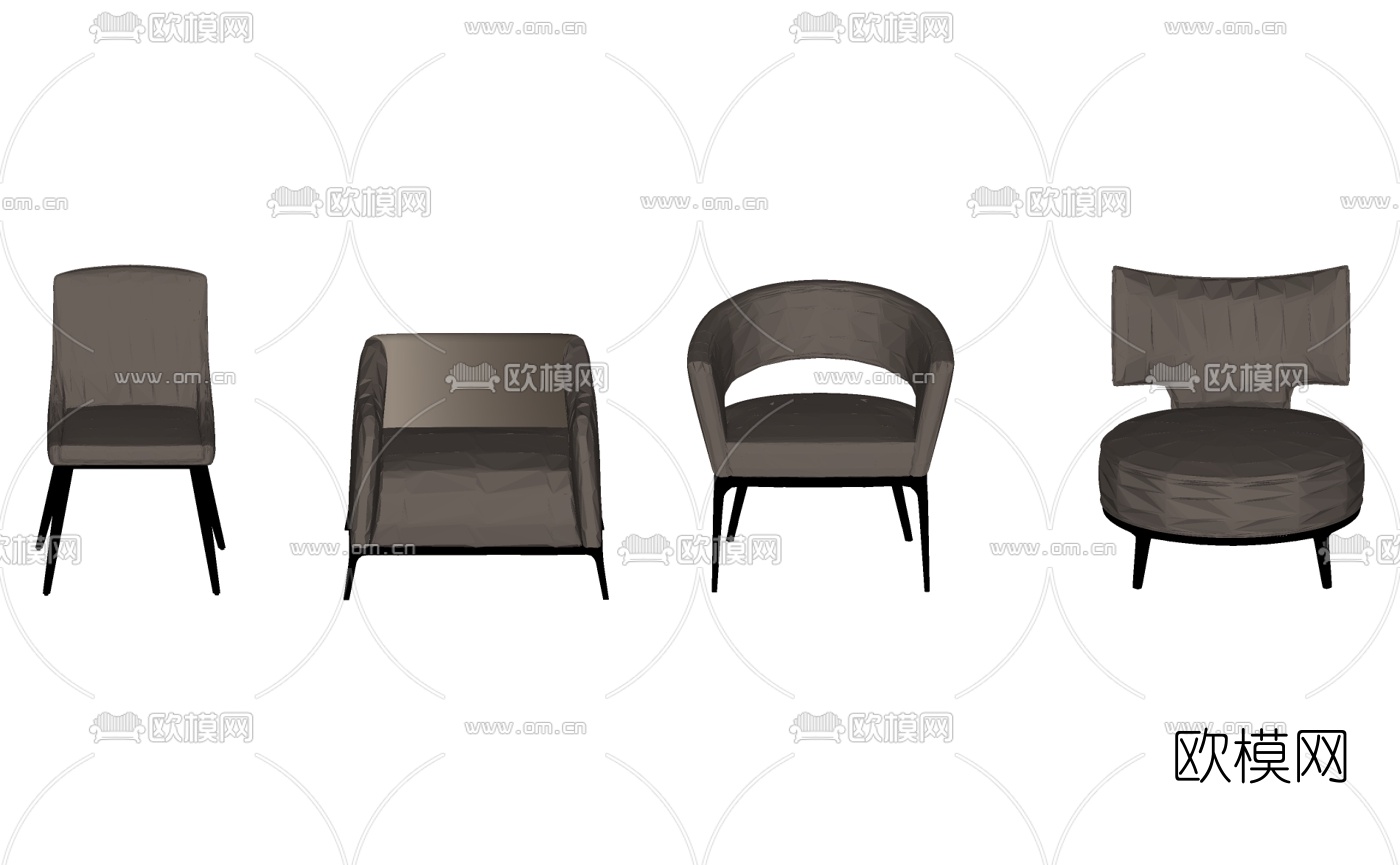 现代布艺单椅su模型下载（渲染图1）