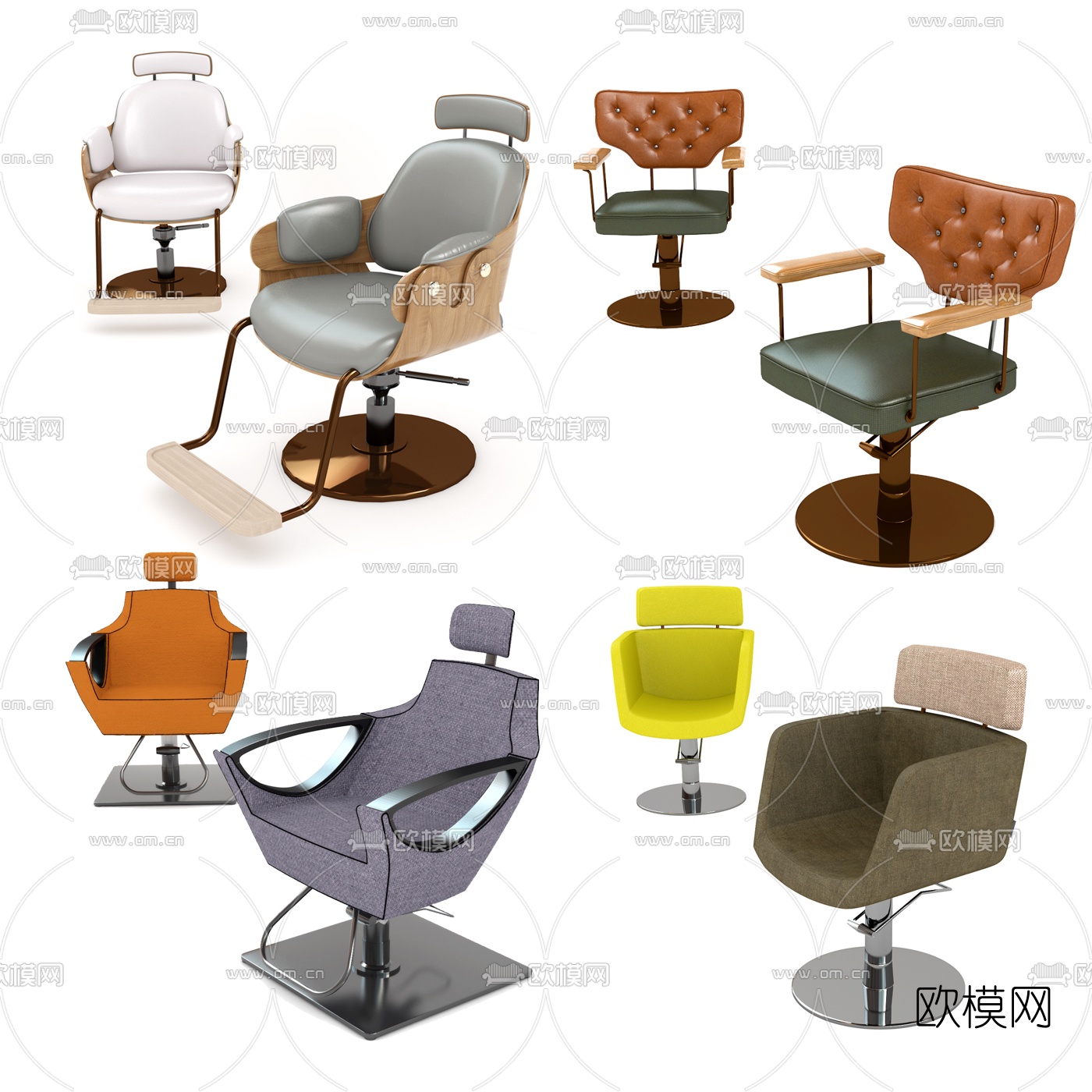现代理发椅3d模型下载（渲染图1）