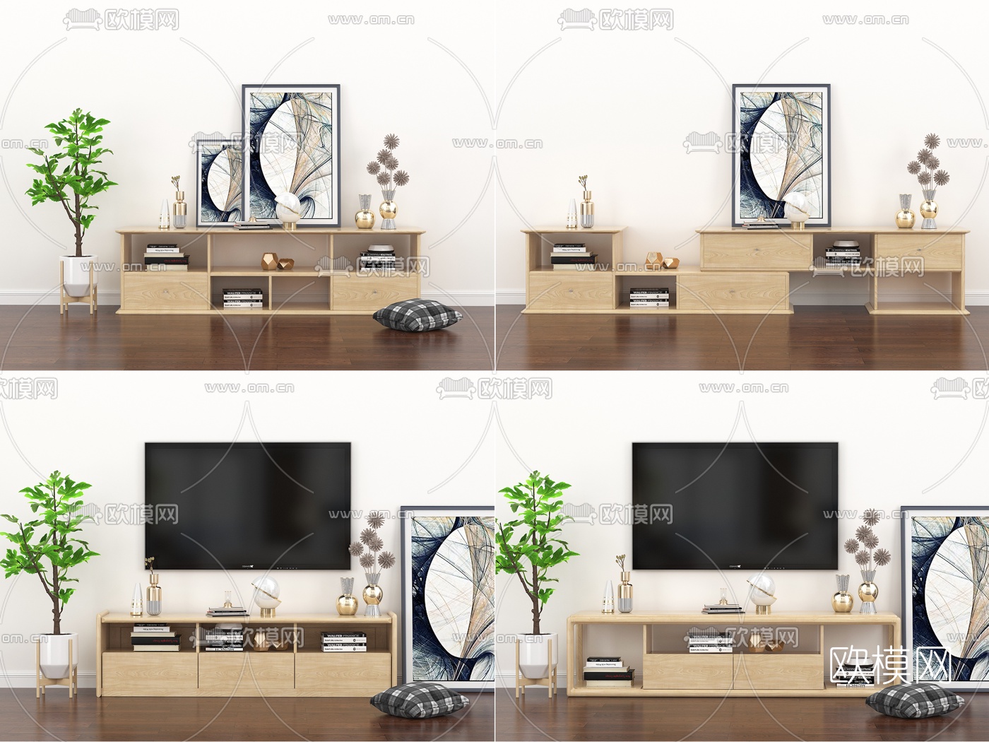 北欧实木电视柜3d模型