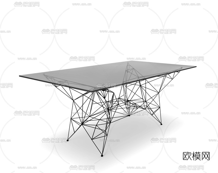 英国TOM DIXON品牌 现代黑色铁艺塔楼餐桌3d模型下载(渲染图3)